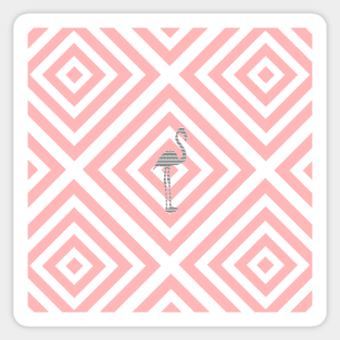 Gray Flamingo - Abstract geometric pattern - pink and white. Sticker